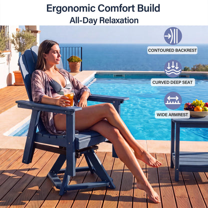 LAUSAINT HOME Swivel Adirondack Chair, Glider 360° Rotating Outdoor Patio HDPE Rocker Lounge Chair
