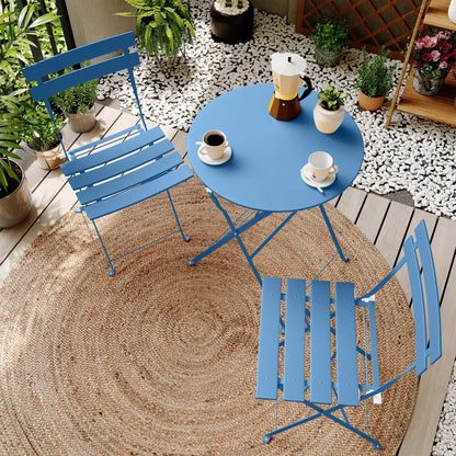 LAUSAINT HOME 3-Piece Steel Folding Bistro Set, Premium Weather-Resistant Patio Table &amp; Chairs