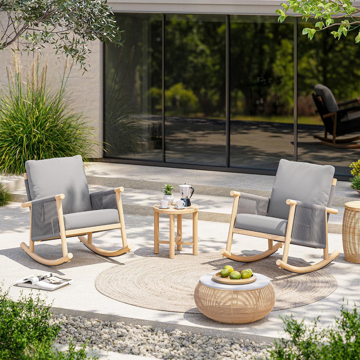 LAUSAINT HOME 3-Piece Outdoor Rocking Bistro Set