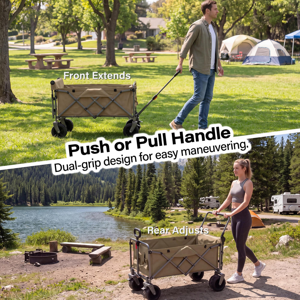 LAUSAINT HOME 3-in-1 Folding Pet Wagon with Canppy for Senior,Elderly, Injured Dogs, Heavy Duty Utility Medium &amp; Large Dog Stroller Cart, All-Terrain Collapsible Wagon for Beach, Shopping, Camping