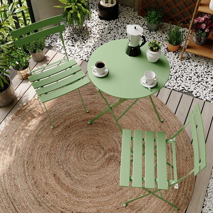 LAUSAINT HOME 3-Piece Steel Folding Bistro Set, Premium Weather-Resistant Patio Table &amp; 2 Chairs