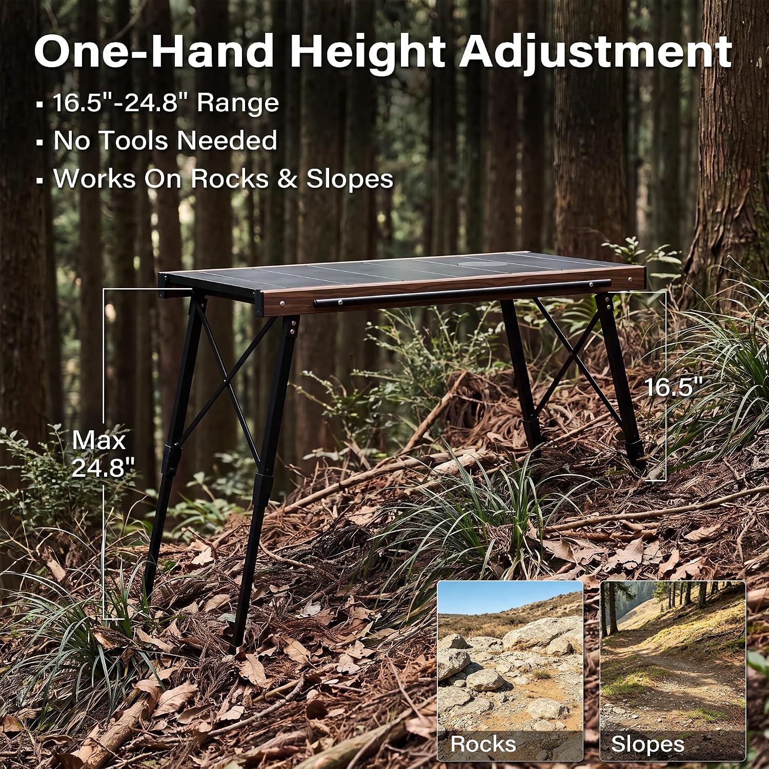 Modular IGT Camping Table, Height Adjustable Outdoor Portable Table with Folding Design, Folding Camp Table with Expandable Cooking Area for Picnic, BBQ and Patio