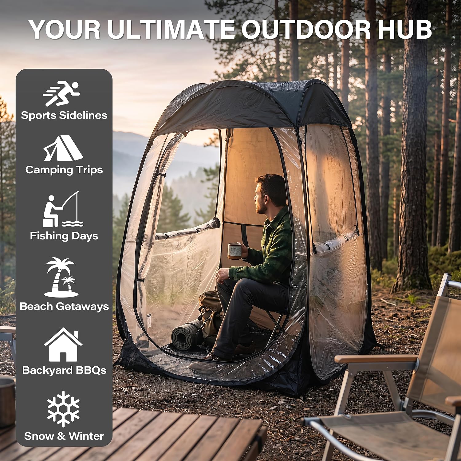 LAUSAINT HOME Pop Up Sports Tent, 4 x 4FT Clear Bubble Tent