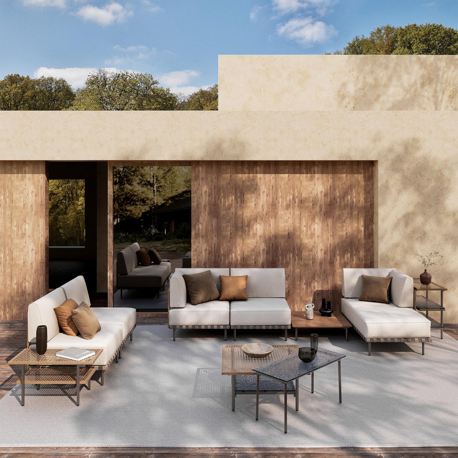 LAUSAINT HOME 7-Piece Outdoor Patio Furniture Set, Wicker Outdoor Conversation Set PE Rattan Sectional Sofa with Washable Cushions and Tempered Glass Table for Garden (Grey)