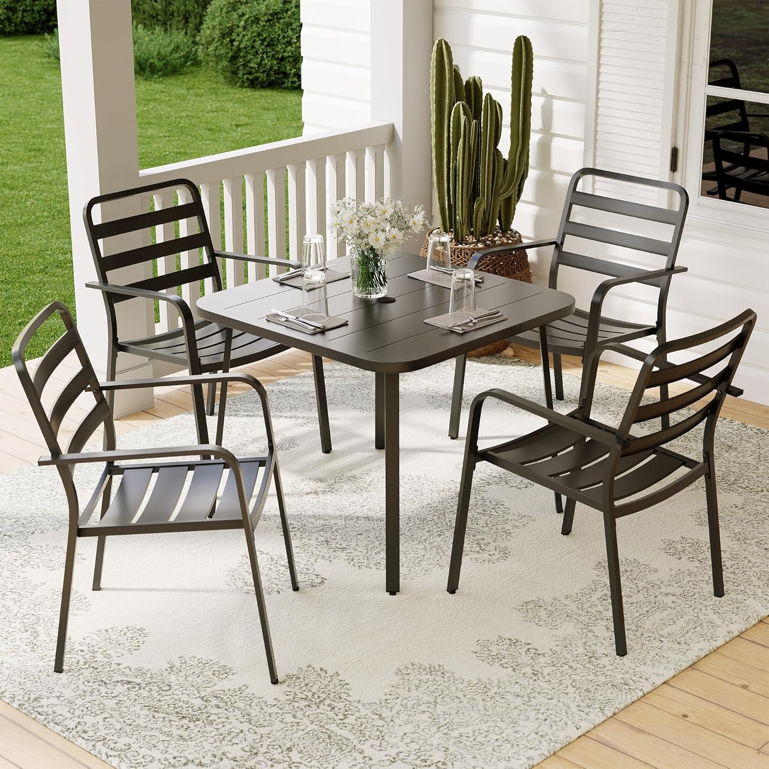 LAUSAINT HOME 5 Pieces Outdoor Dining Sets for 4, 35&