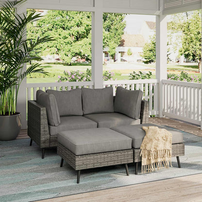 LAUSAINT HOME 4 Piece Outdoor Patio Furniture, Outdoor Sectional Sofa All Weather Grey