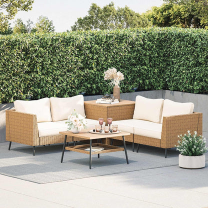 LAUSAINT HOME 6 Pieces Outdoor Patio Furniture Sets with Cushions and Storage Box
