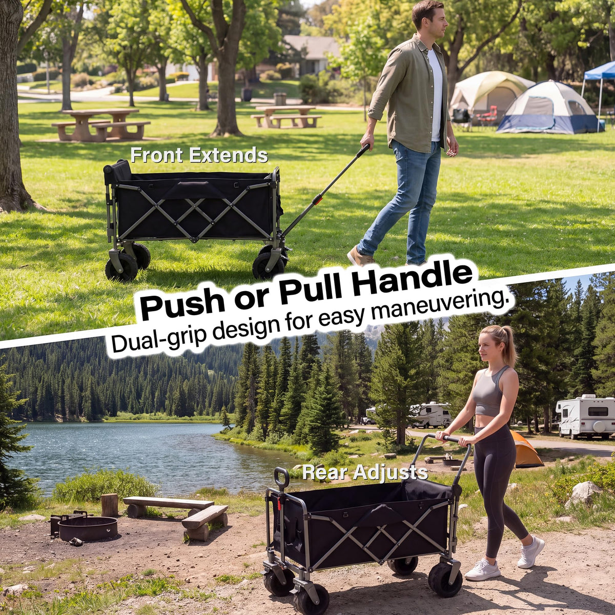 LAUSAINT HOME 3-in-1 Folding Pet Wagon with Canppy for Senior,Elderly, Injured Dogs, Heavy Duty Utility Medium &amp; Large Dog Stroller Cart, All-Terrain Collapsible Wagon for Beach, Shopping, Camping