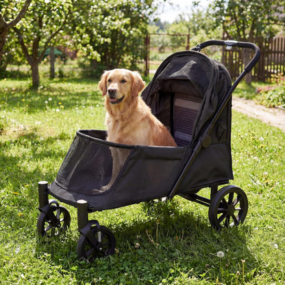 LAUSAINT HOME Pet Stroller, 4-Wheel Foldable Dog Cat Stroller for Medium/Large Pets