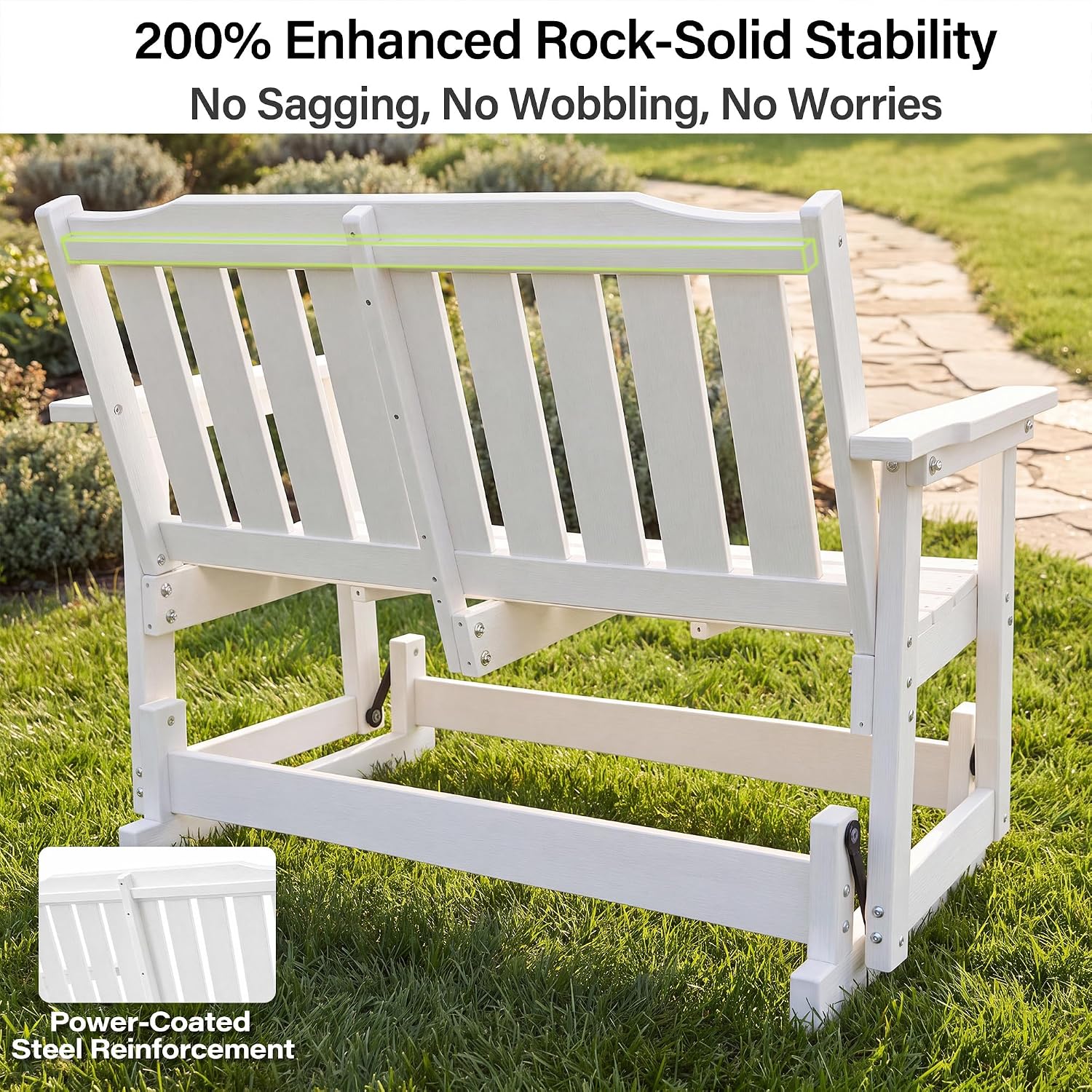 LAUSAINT HOME 2-Person HDPE Outdoor Glider Bench