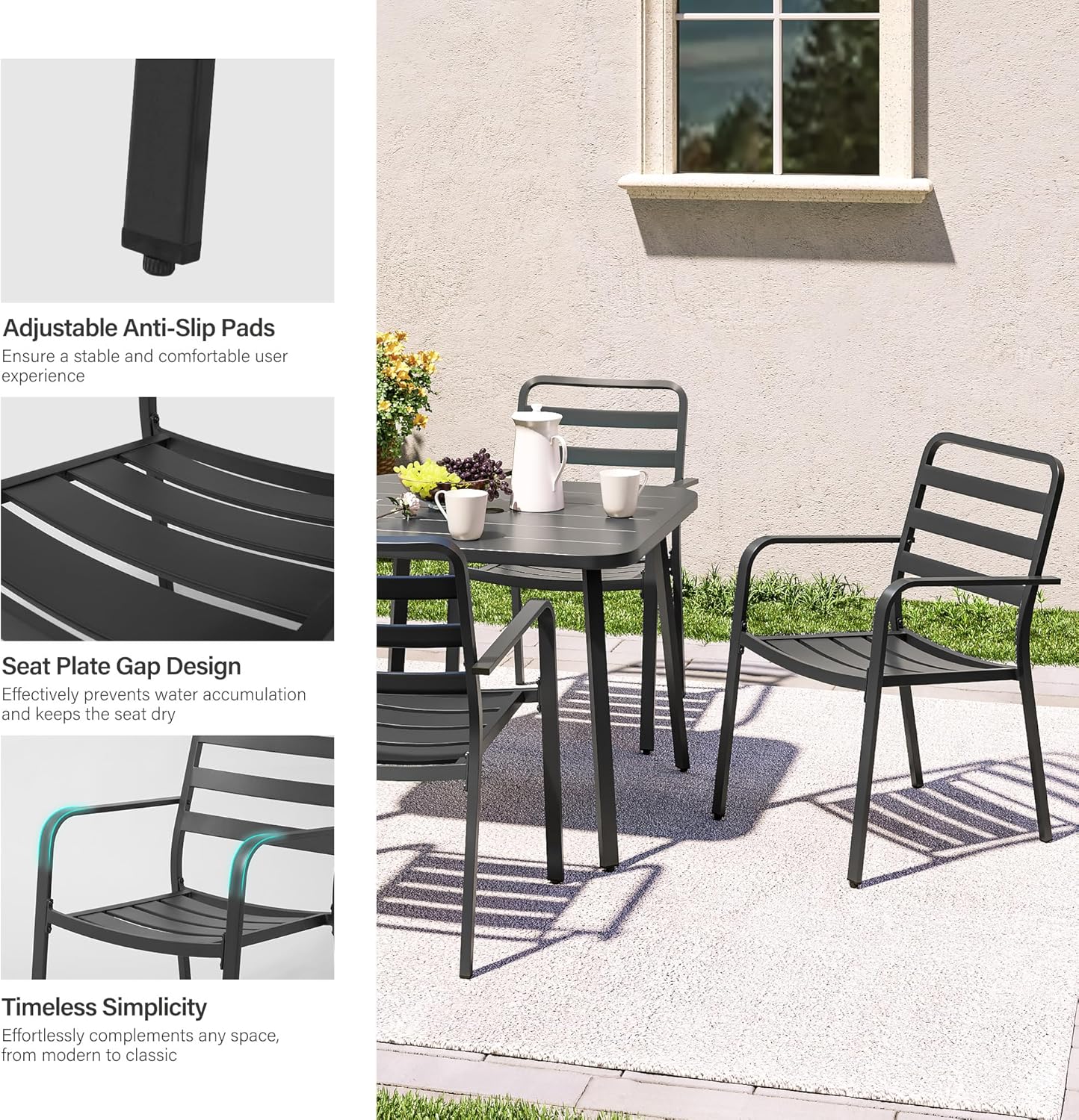 LAUSAINT HOME 5 Pieces Outdoor Dining Sets for 4, 35&