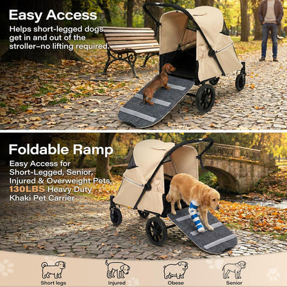 LAUSAINT HOME Pet Stroller, 4-Wheel Foldable Dog Cat Stroller for Medium/Large Pets