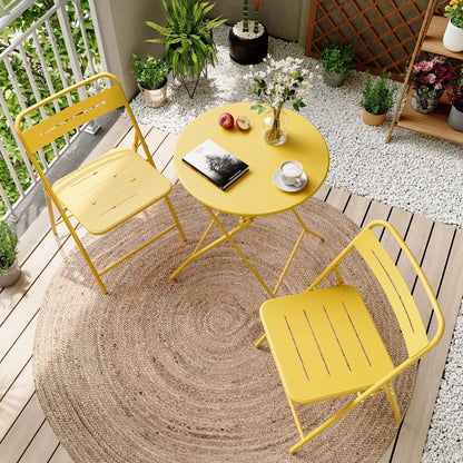 LAUSAINT HOME 3-Piece Steel Folding Bistro Set, Premium Weather-Resistant Patio Table &amp; 2 Chairs