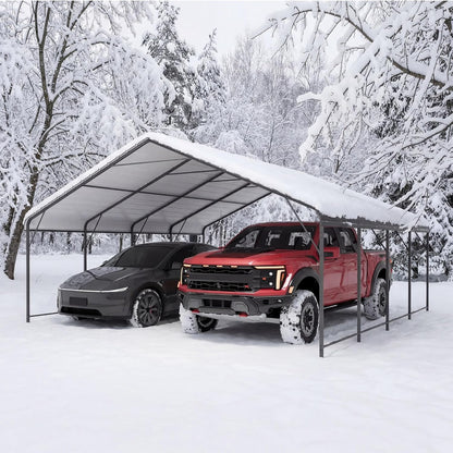 LAUSAINT HOME 20x20 FT Metal Carport Enhanced Base Heavy Duty Garage Carports
