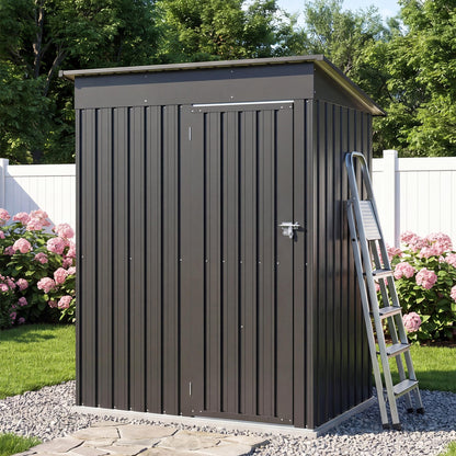 LAUSAINT HOME 10 x 3 FT 2-in-1 Metal Outdoor Storage Shed with Hardtop Gazebo, Lockable Galvanized Steel Lean-to Tool Shed with Sloped Roof, Black