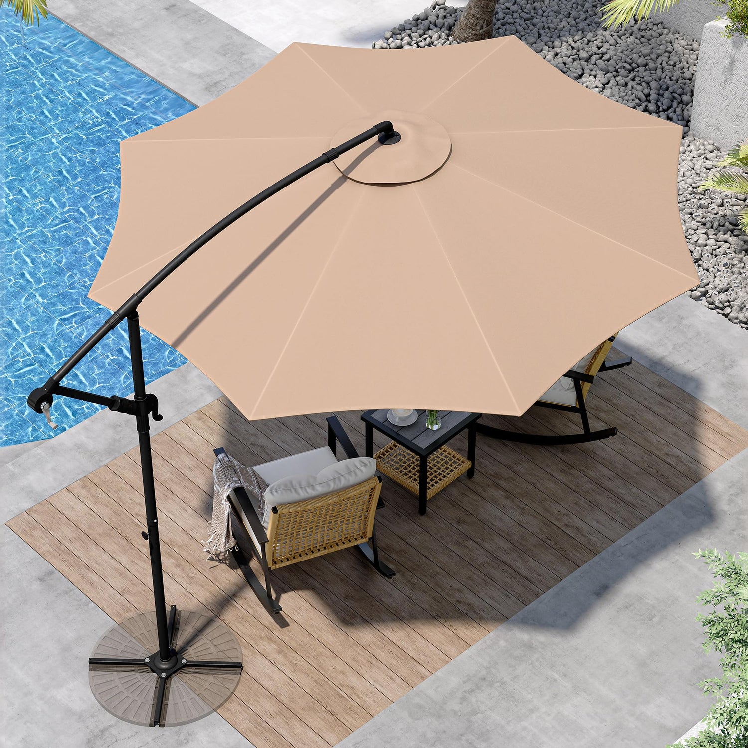 LAUSAINT HOME 10ft Offset Patio Umbrella, Cantilever Hanging Market Umbrella