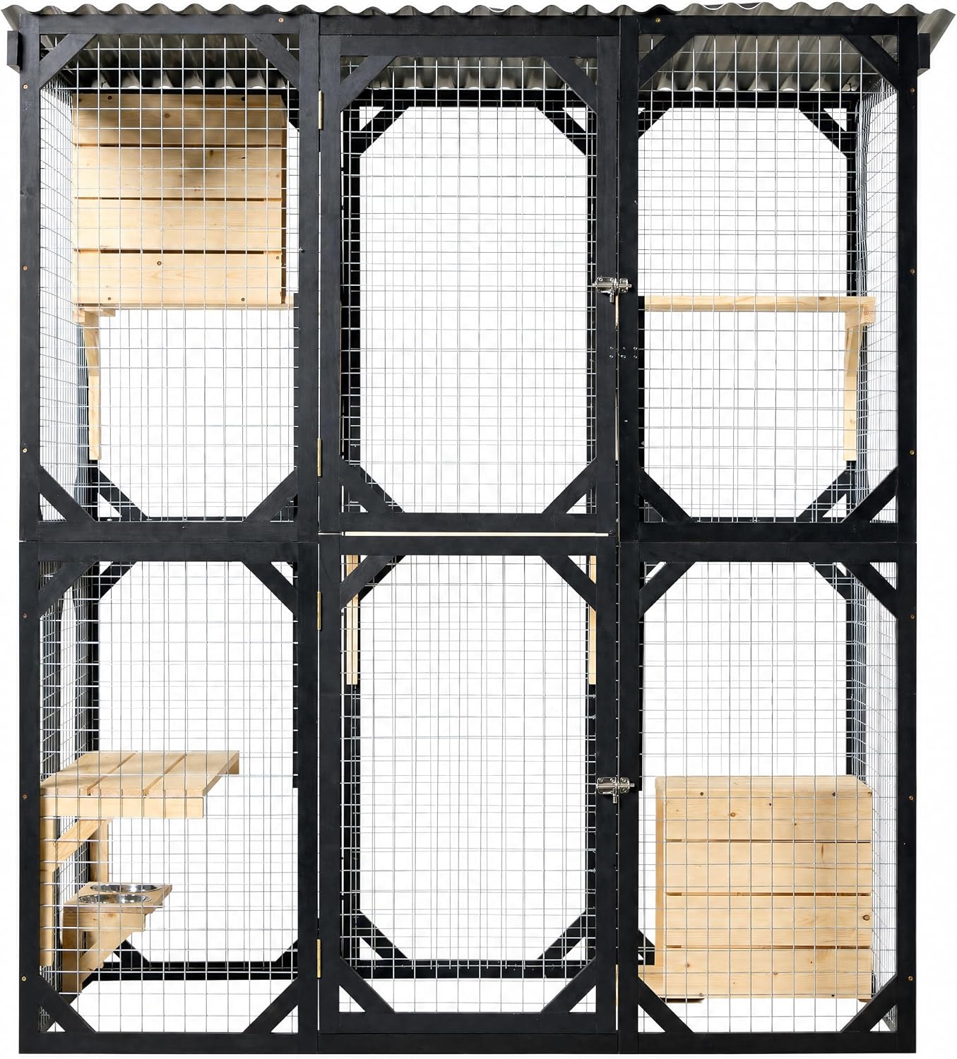 Lausaint Home 70.8" Catio Outdoor Cat Enclosure with Weatherproof Roof