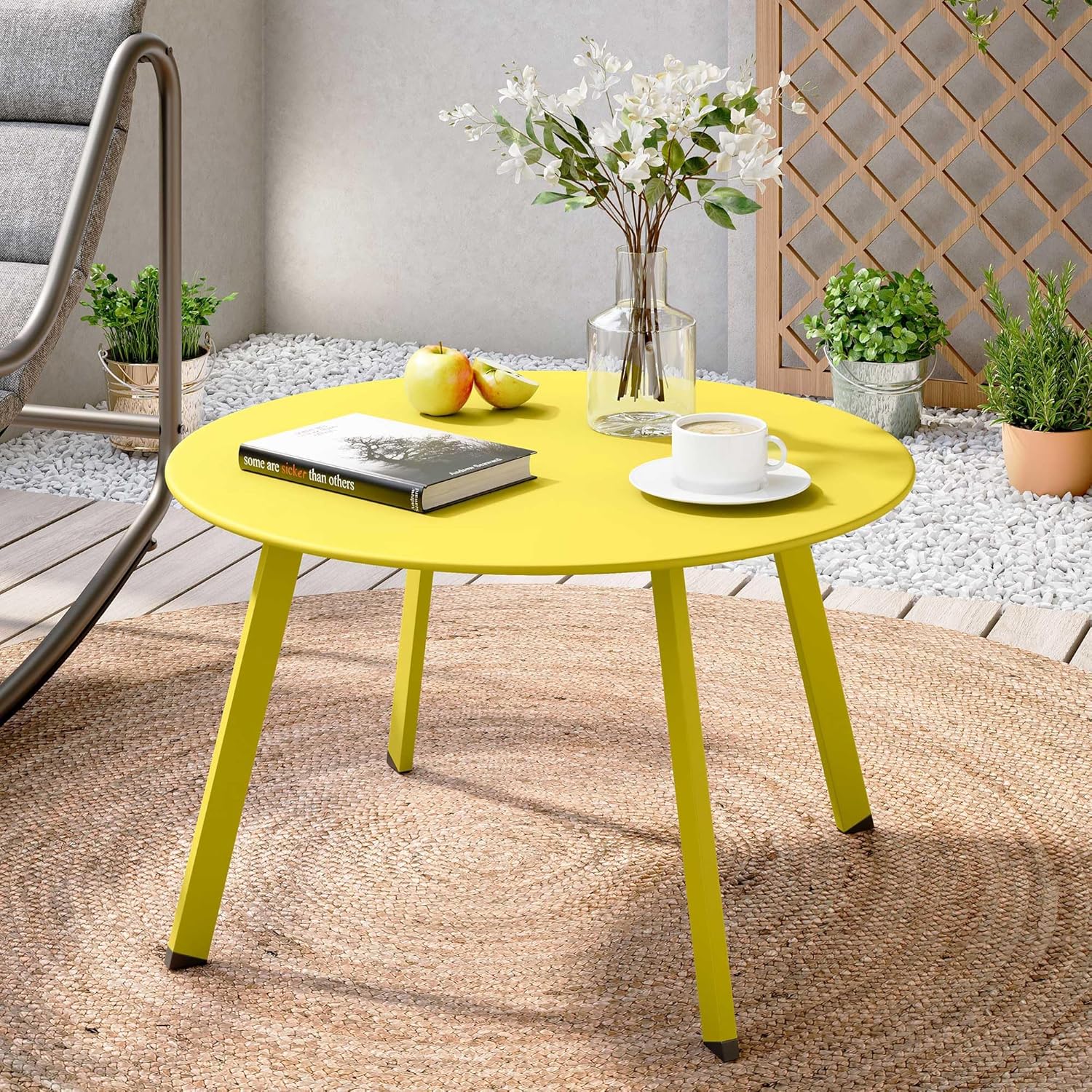 LAUSAINT HOME 27.6” Patio Round Coffee Table Metal Patio Side End Table Weather Resistant