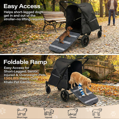 LAUSAINT HOME Pet Stroller, 4-Wheel Foldable Dog Cat Stroller for Medium/Large Pets