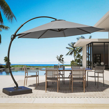 LAUSAINT HOME Outdoor Patio Umbrella with Base Included, Large Sun Shade Cantilever Umbrella Deluxe Curvy