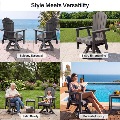 LAUSAINT HOME Swivel Adirondack Chair, Glider 360° Rotating Outdoor Patio HDPE Rocker Lounge Chair