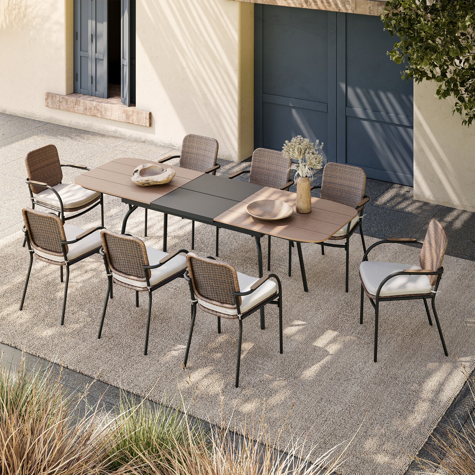 LAUSAINT HOME 7 9 piece Extendable Patio Dining Set