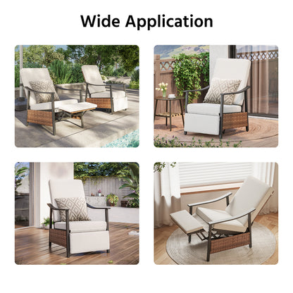LAUSAINT HOME Outdoor Recliner Chair with Adjustable Back and Footrest