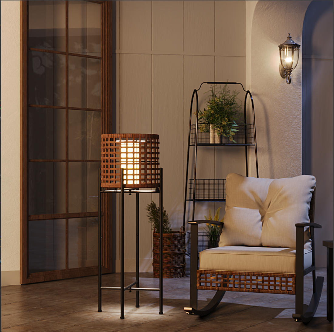 LAUSAINT HOME Modern 3-Piece Rocking Chair Set with Floor Lamp