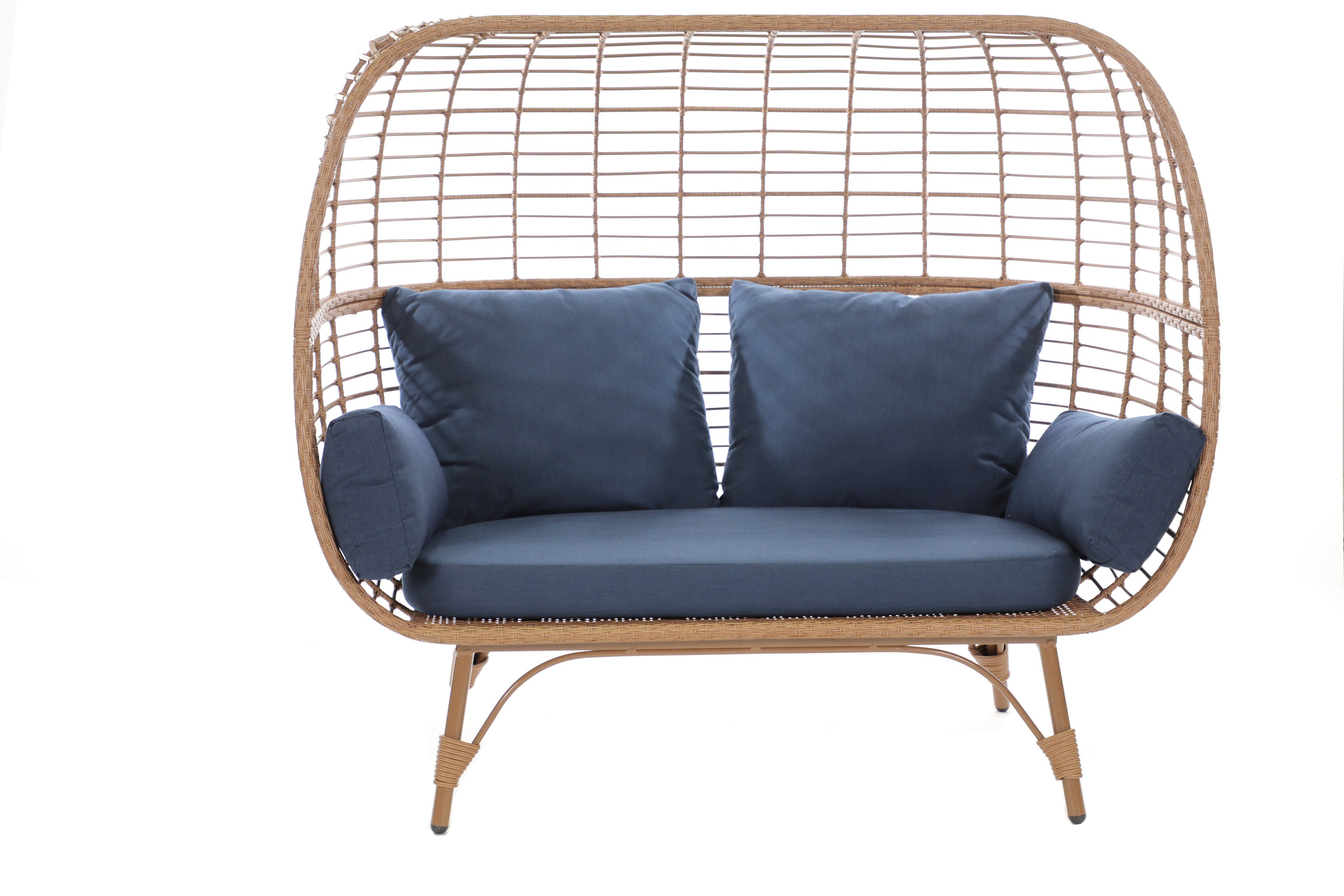 Juniper Wicker Patio Double Egg Chair - Indigo