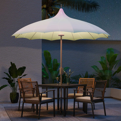 LAUSAINT HOME 9ft Outdoor Pagoda Patio Umbrella with Lights