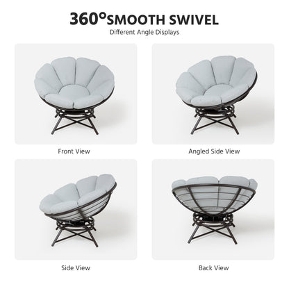 LAUSAINT HOME 40&quot; Wicker Papasan Chair with 360° Swivel Base