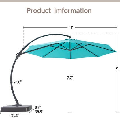 LAUSAINT HOME 11 Ft Deluxe Cantilever Umbrella, Patio Cantilever Umbrella with Base Included 360° Rotation