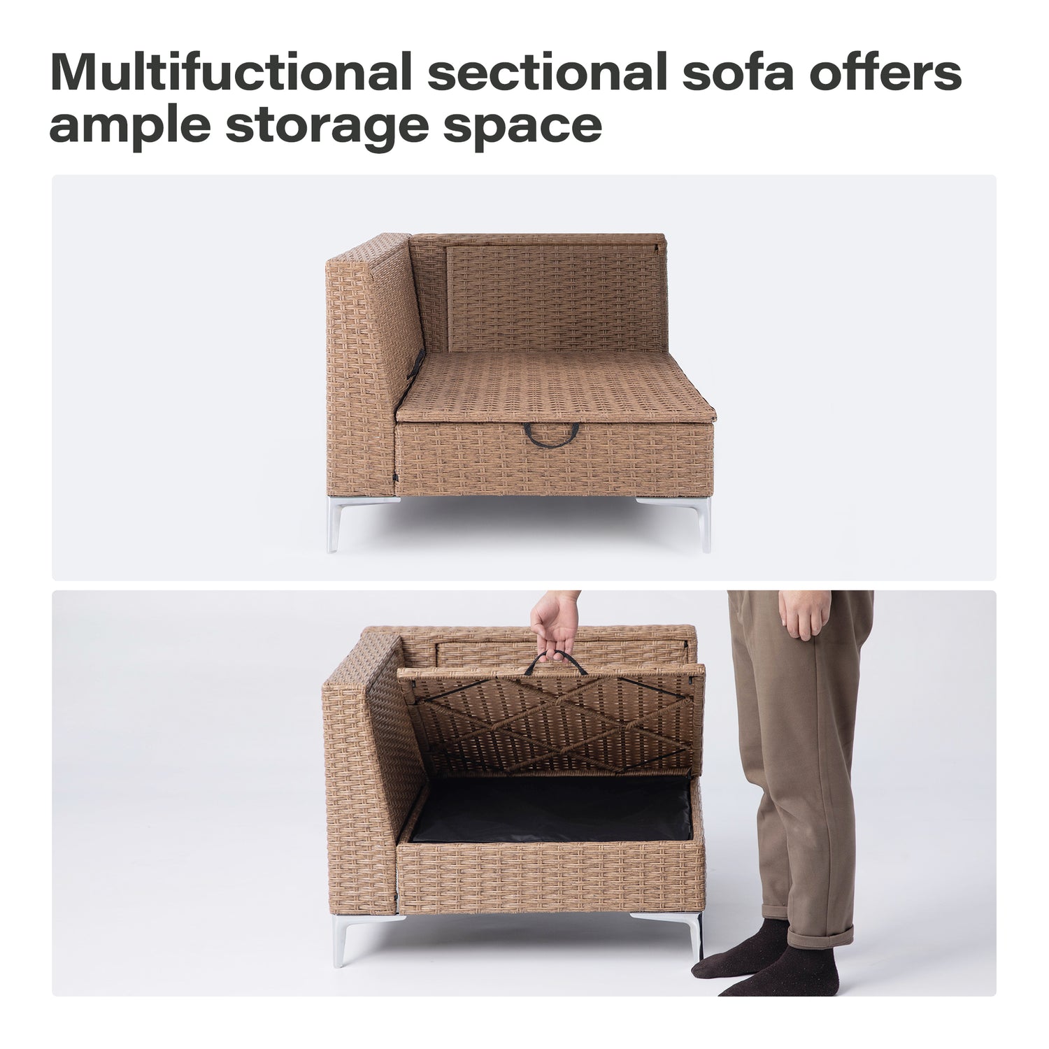7-Piece Outdoor Wicker Storage Patio Furniture Set