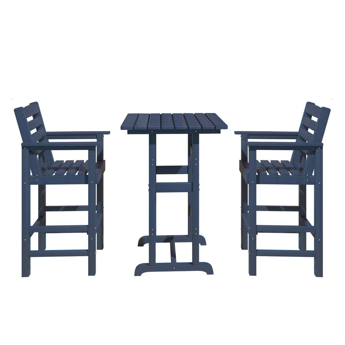 LAUSAINT HOME 3 Pieces HDPE Height Table and Adirondack Chairs Set