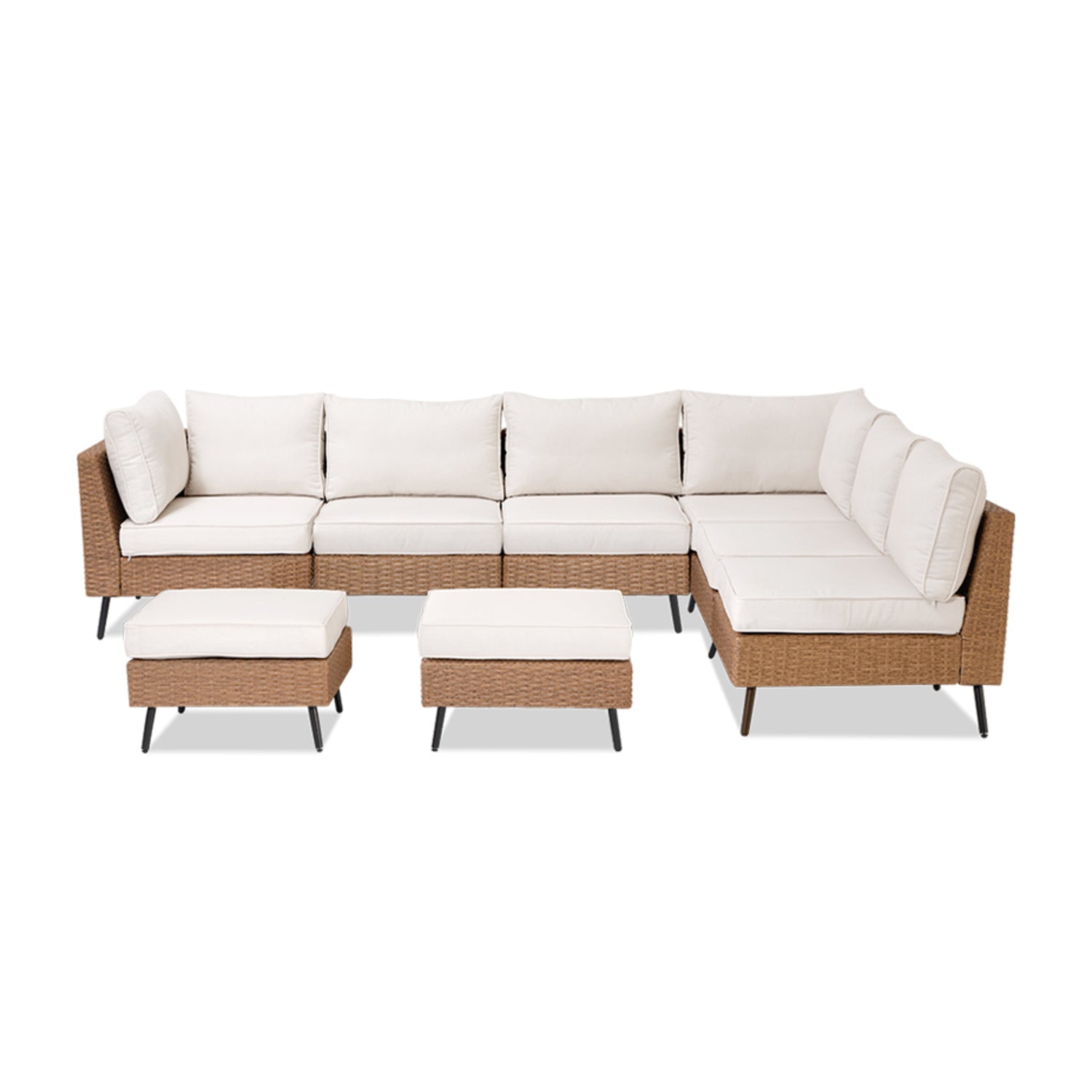 LAUSAINT HOME Outdoor Patio Furniture, 8 Piece Outdoor Sectional Sofa PE Rattan Wicker Patio Conversation Sets