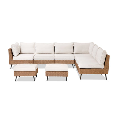 LAUSAINT HOME Outdoor Patio Furniture, 8 Piece Outdoor Sectional Sofa PE Rattan Wicker Patio Conversation Sets