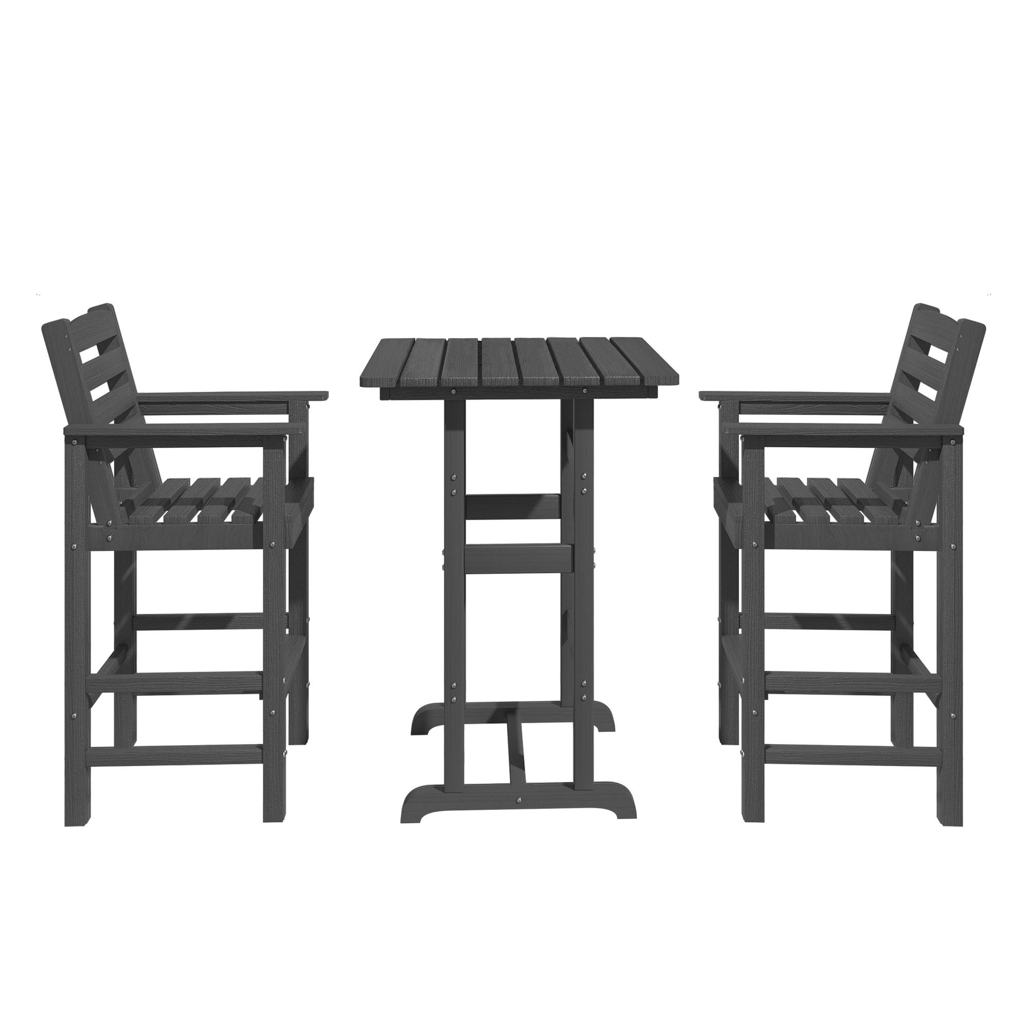 LAUSAINT HOME 3 Pieces HDPE Height Table and Adirondack Chairs Set