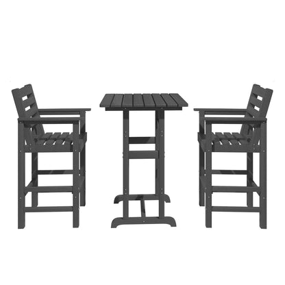 LAUSAINT HOME 3 Pieces HDPE Height Table and Adirondack Chairs Set