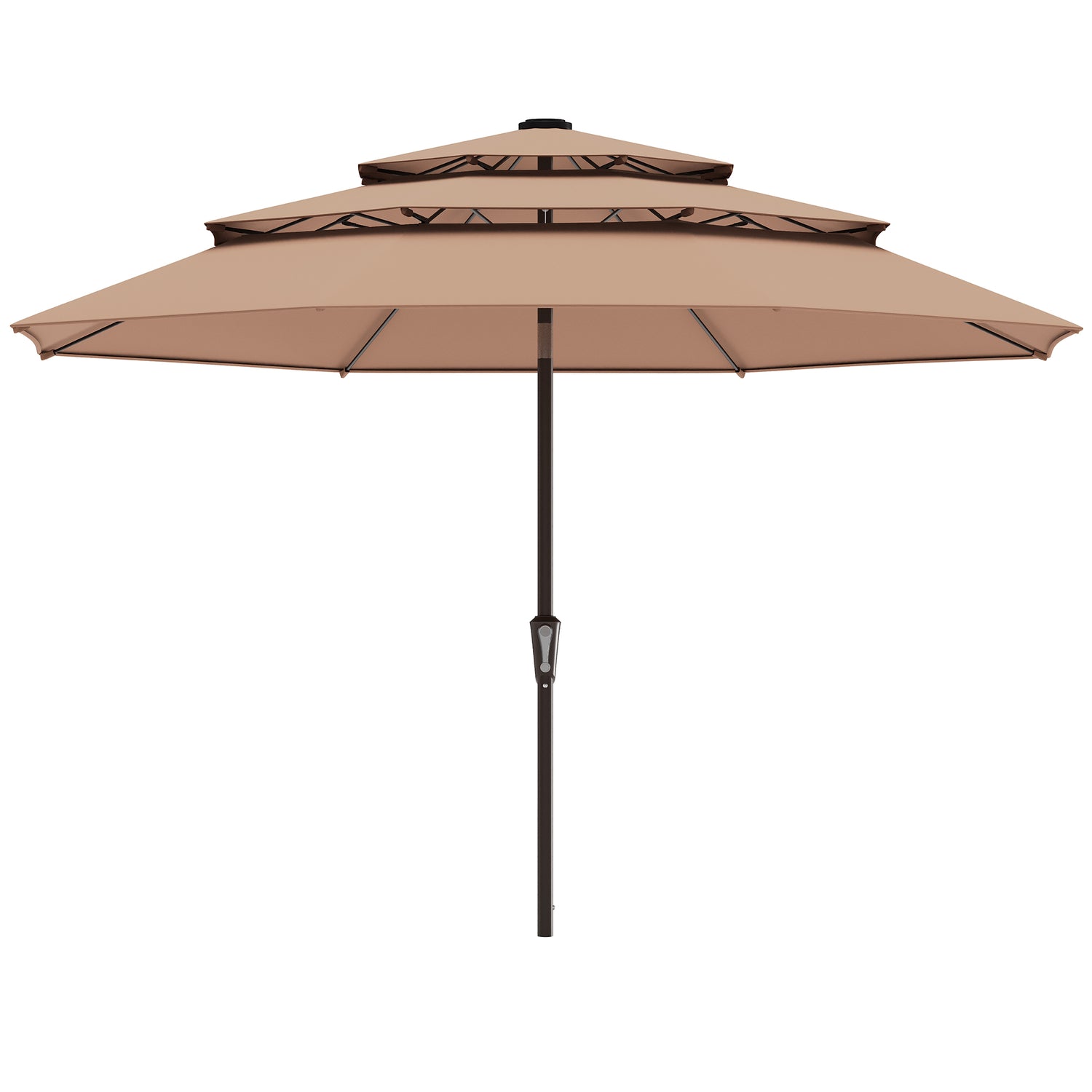 10ft 3 Tier Patio Umbrella with Solar Lights