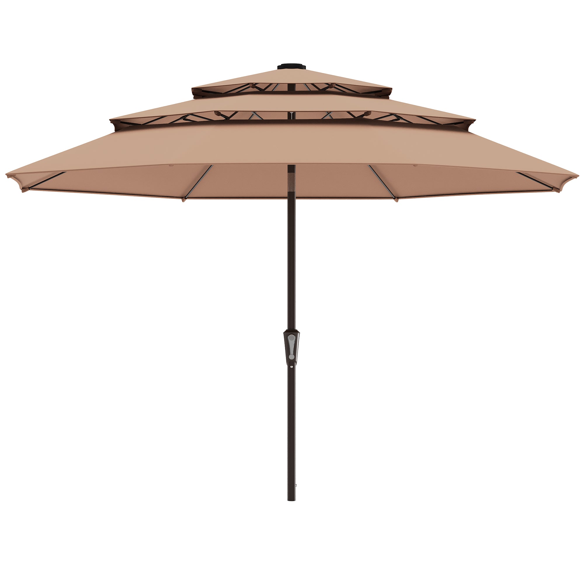 10ft 3 Tier Patio Umbrella with Solar Lights