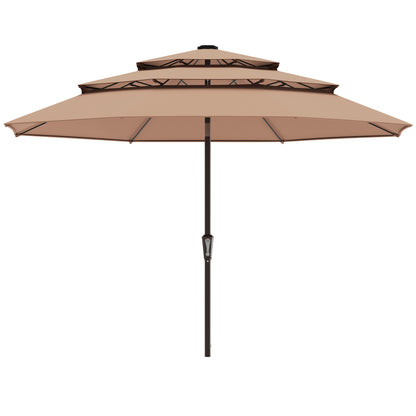 10ft 3 Tier Patio Umbrella with Solar Lights