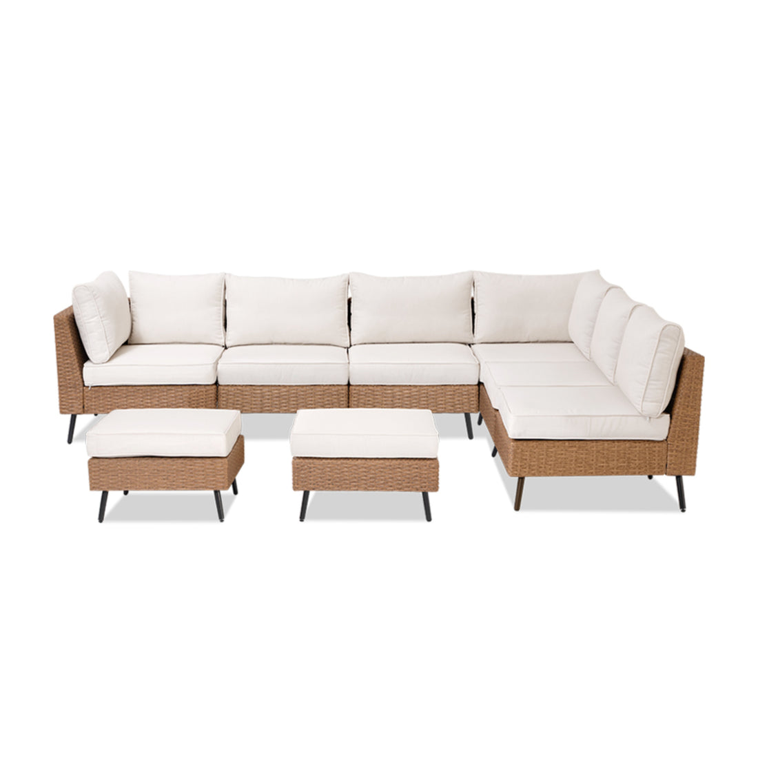 LAUSAINT HOME Outdoor Patio Furniture, 8 Piece Outdoor Sectional Sofa PE Rattan Wicker Patio Conversation Sets