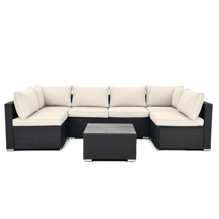 LAUSAINT HOME 7-Piece Wicker Conversation Set with Beige Cushions