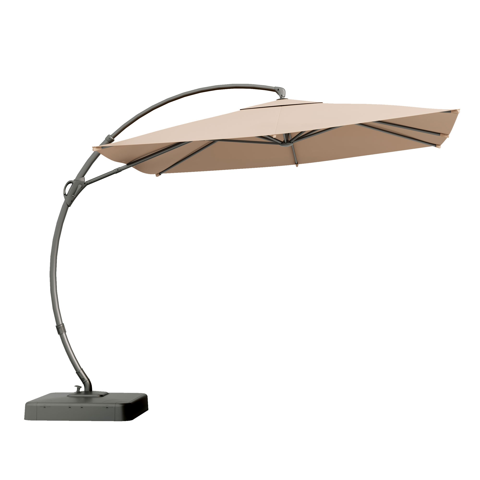 LAUSAINT HOME Outdoor Patio Umbrella with Base Included, Large Sun Shade Cantilever Umbrella Deluxe Curvy