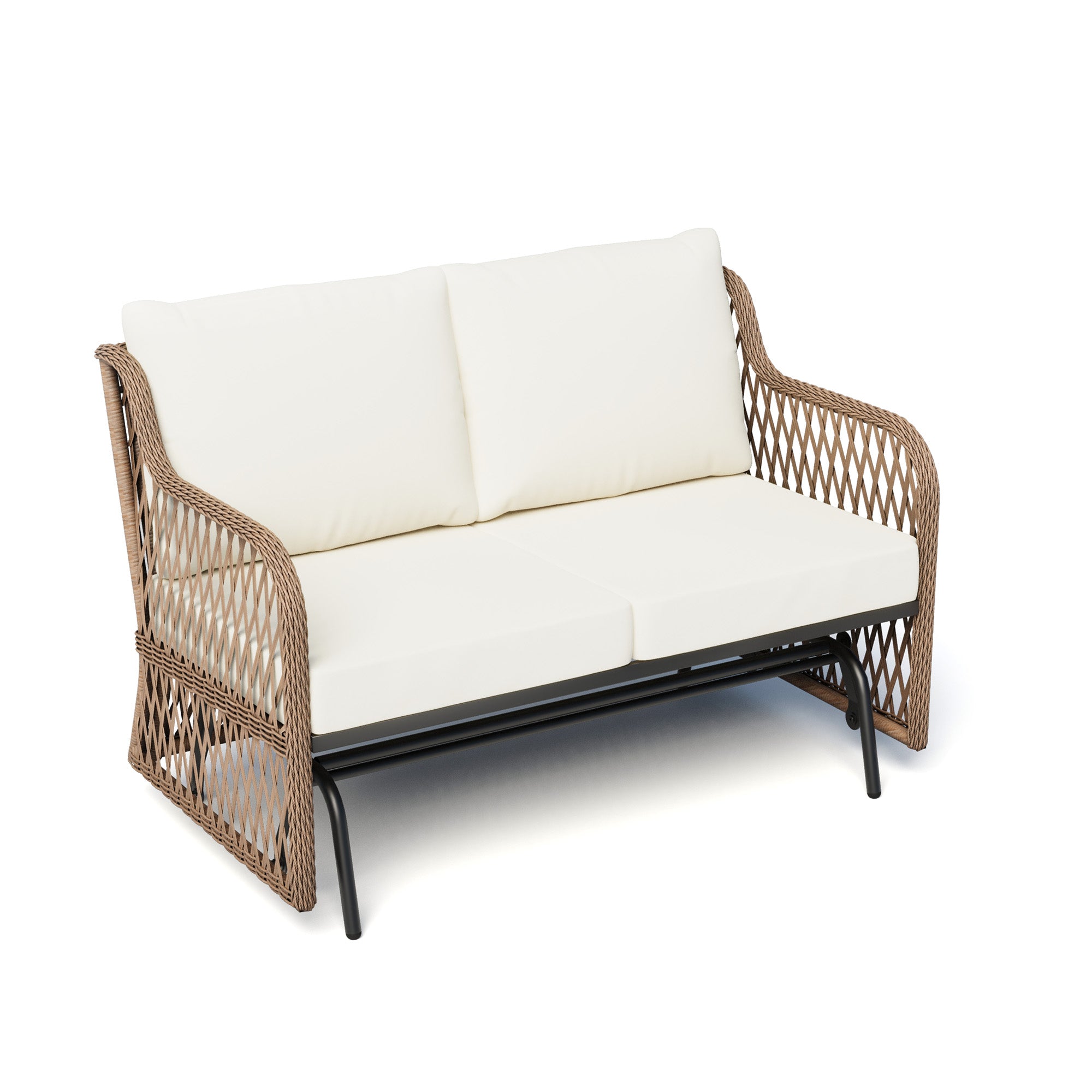 LAUSAINT HOME 2 Person Outdoor Ratten Patio Swing Glider with Cushion