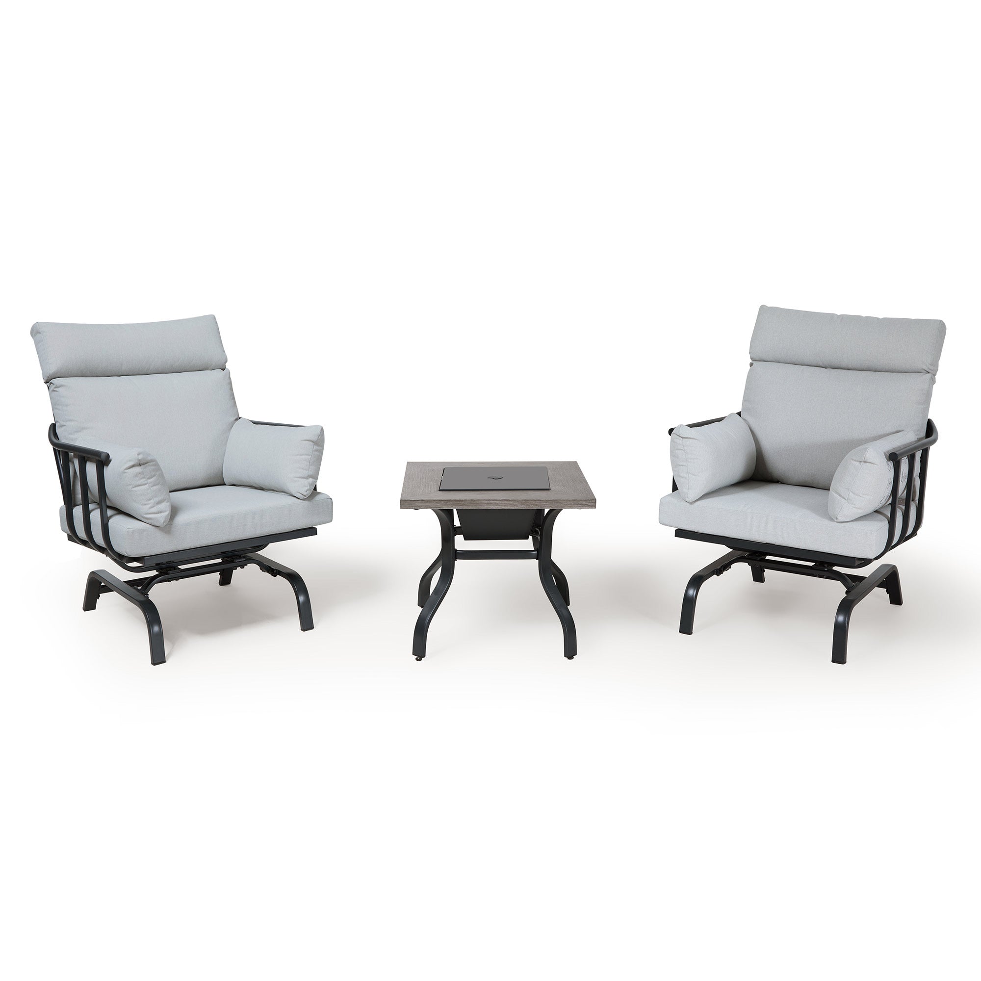 LAUSAINT HOME Modern Patio Bistro Set with 2 Spring Chairs &amp; 1 Ice Bucket Table