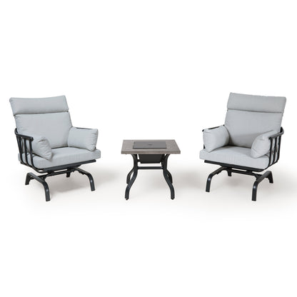 LAUSAINT HOME Modern Patio Bistro Set with 2 Spring Chairs &amp; 1 Ice Bucket Table