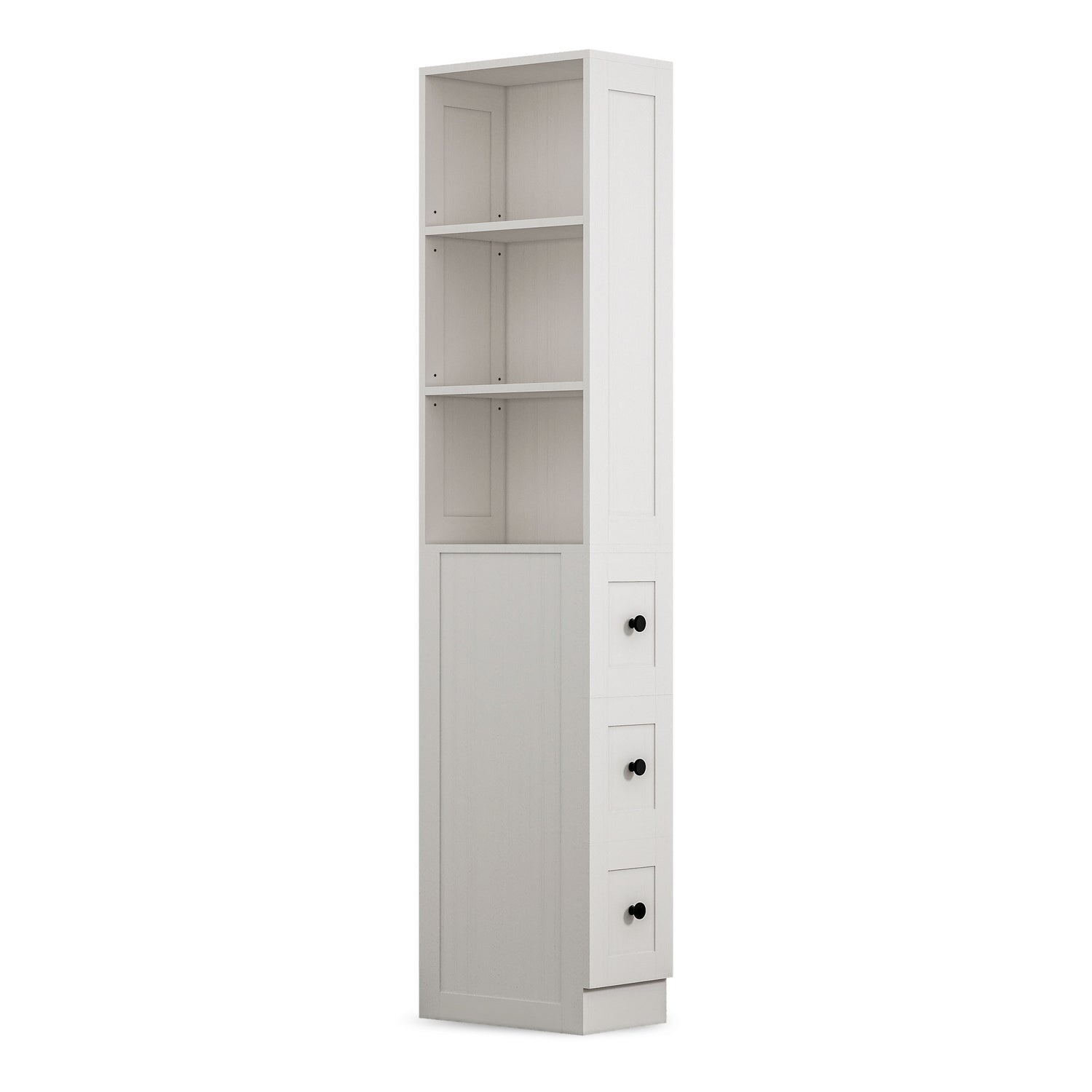 Bathroom Storage Cabinet Tall Thin White Cabinet with 3 Adjustable Shelves