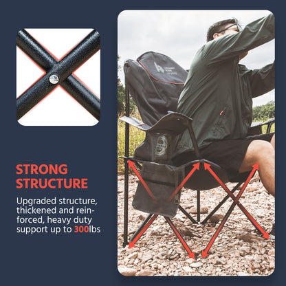 Lausaint Home Portable Folding Camping Chair Support up to 300 LBS