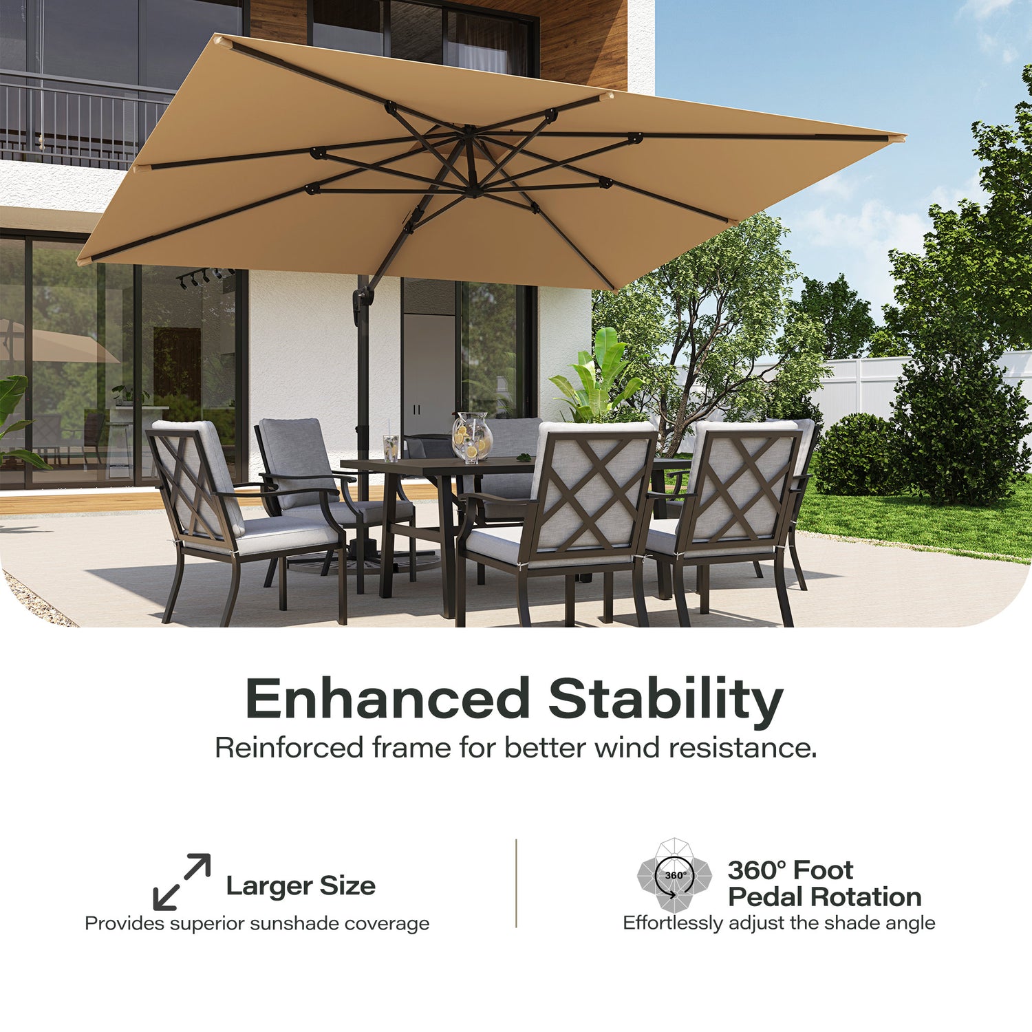 9x12FT Rectangular Large Cantilever Umbrella